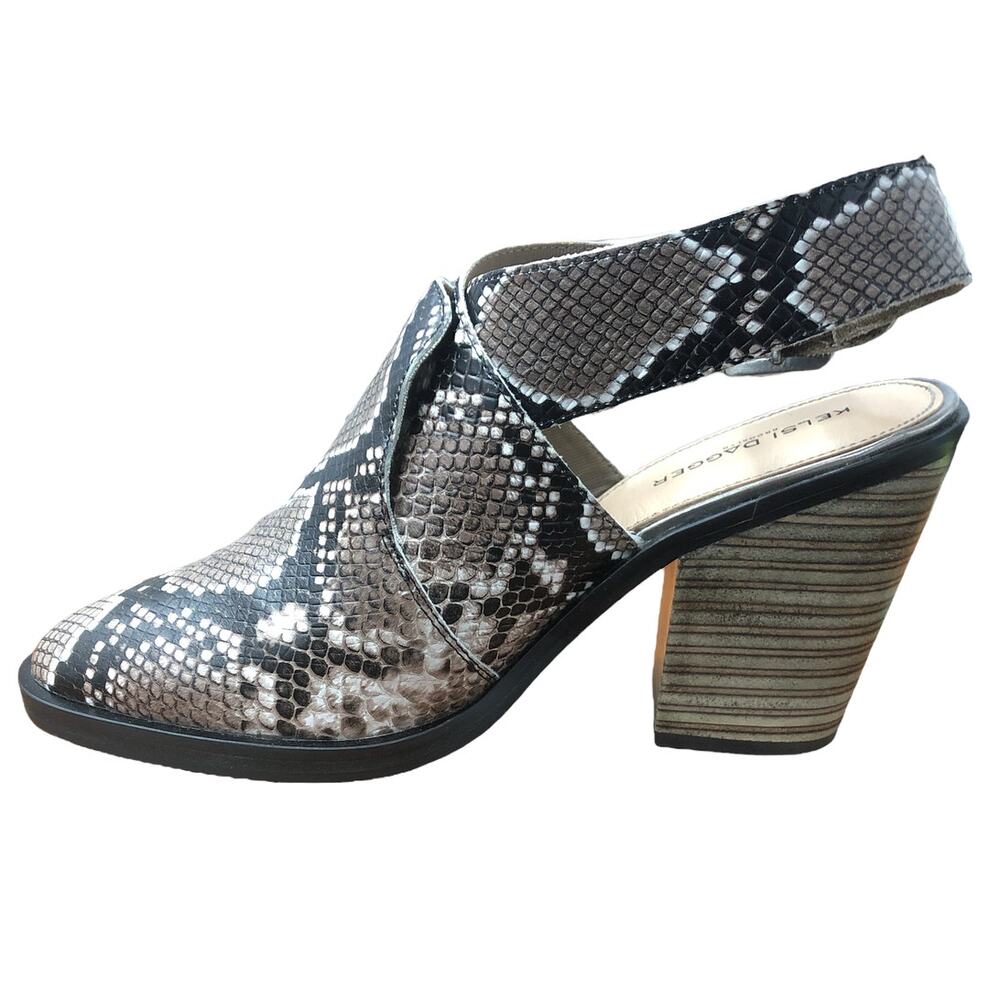 Kelsi Dagger Brooklyn Wade Taupe Snakeskin Leather Slingback Mule Women's 10